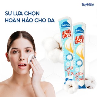 Bông Tẩy Trang Tohishi 150 Miếng Tròn Cotton Mềm Mịn Không Xơ Bông, Thấm Hút Tốt