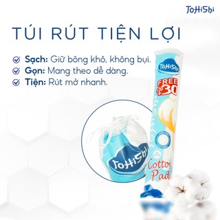 Bông Tẩy Trang Tohishi 150 Miếng Tròn Cotton Mềm Mịn Không Xơ Bông, Thấm Hút Tốt