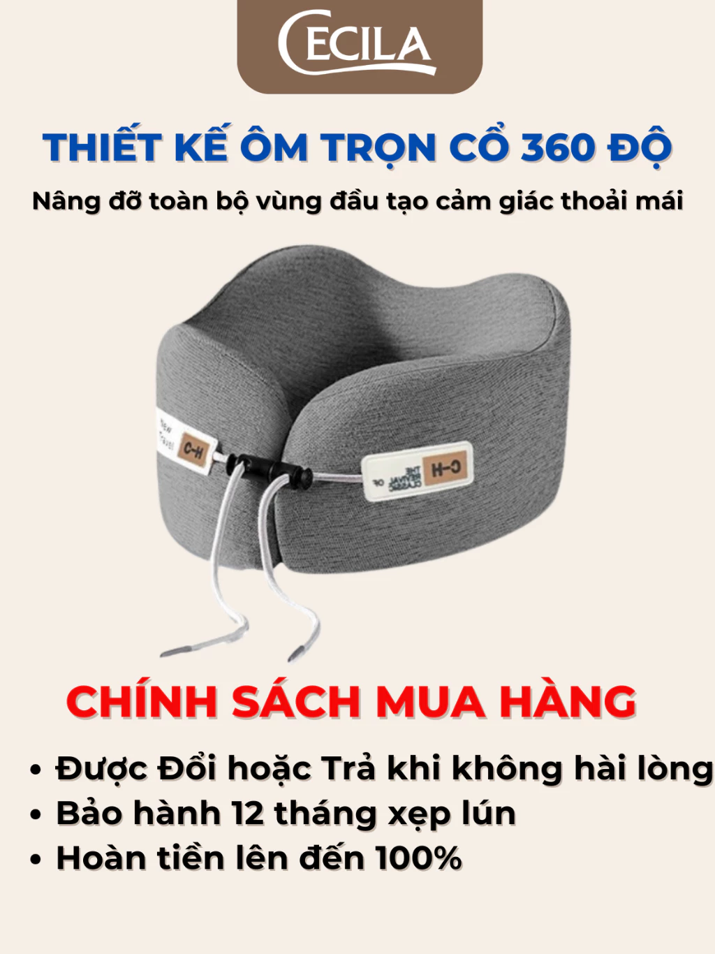 Gối kê cổ chữ U cao cấp CECILA