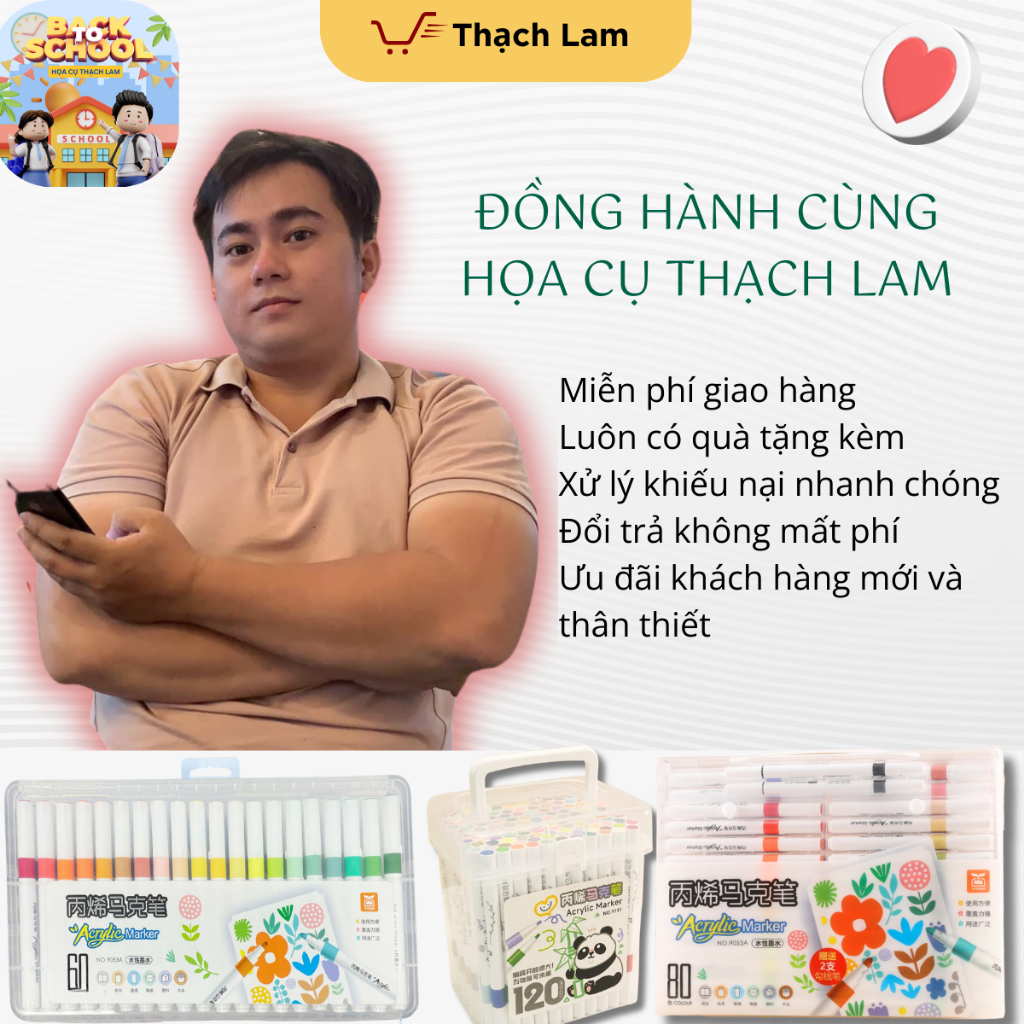 [Tết Cào là có quà] Bút Màu Acrylic Marker phi hành gia Y-06 80-120 Màu Cao Cấp Vẽ