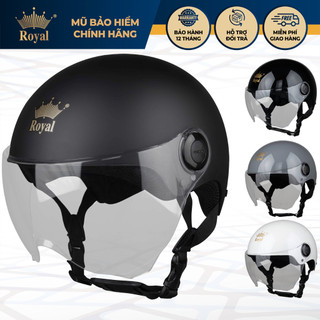 Mũ bảo hiểm nửa đầu Royal M162K có kính chắn gió màu trong chắn che mặt đi xe máy chính hãng