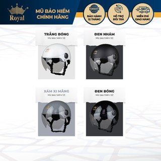 Mũ bảo hiểm nửa đầu Royal M162K có kính chắn gió màu trong chắn che mặt đi xe máy chính hãng
