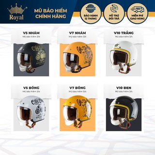 Mũ bảo hiểm xe máy 3/4 Royal M139 kính âm design cá tính nhiều size dành cho nam nữ chính hãng