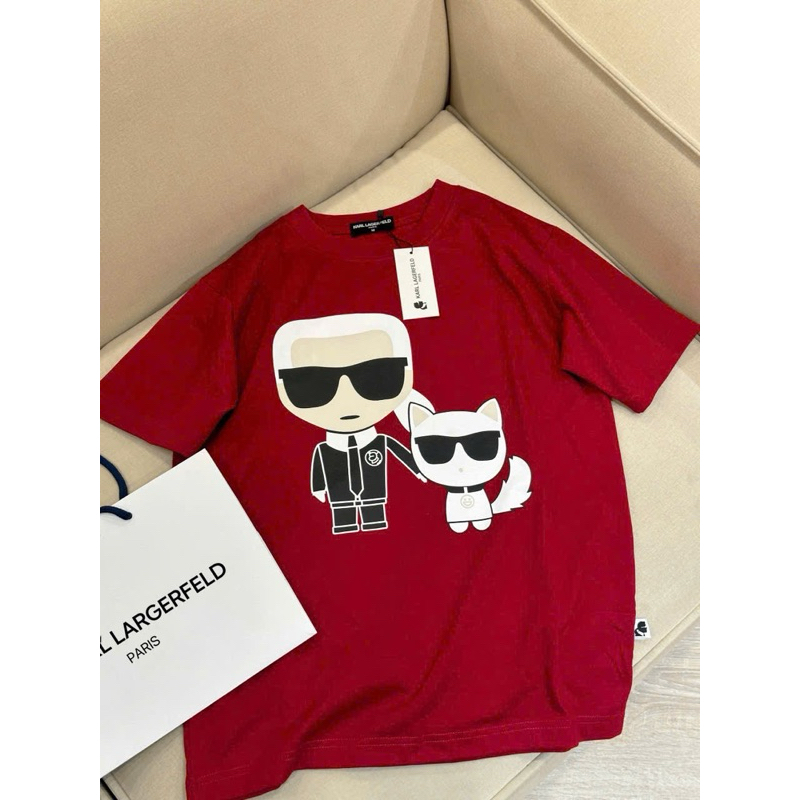 005 Áo Thun Đỏ Hình K.A.R.L Form Rộng Đỏ In Hình Cá Tính Chất Cotton Mềm Mịn, Thoáng Mát Kèm Ảnh Thật 2025