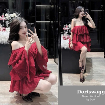 VÁY TRỄ VAI, VÁY TRỄ VAI DÁNG XOÈ | by Doris