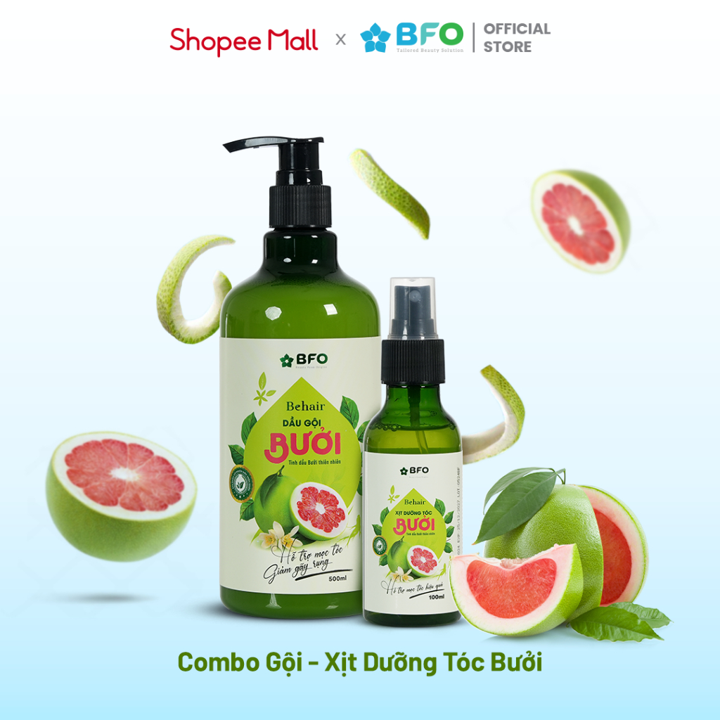 Ảnh (TẶNG XỊT DƯỠNG TÓC) Dầu Gội Bưởi Dưỡng Tóc Tinh Dầu Bưởi Mọc Tóc Phục Hồi Tóc BFO Behair 500ml 3
