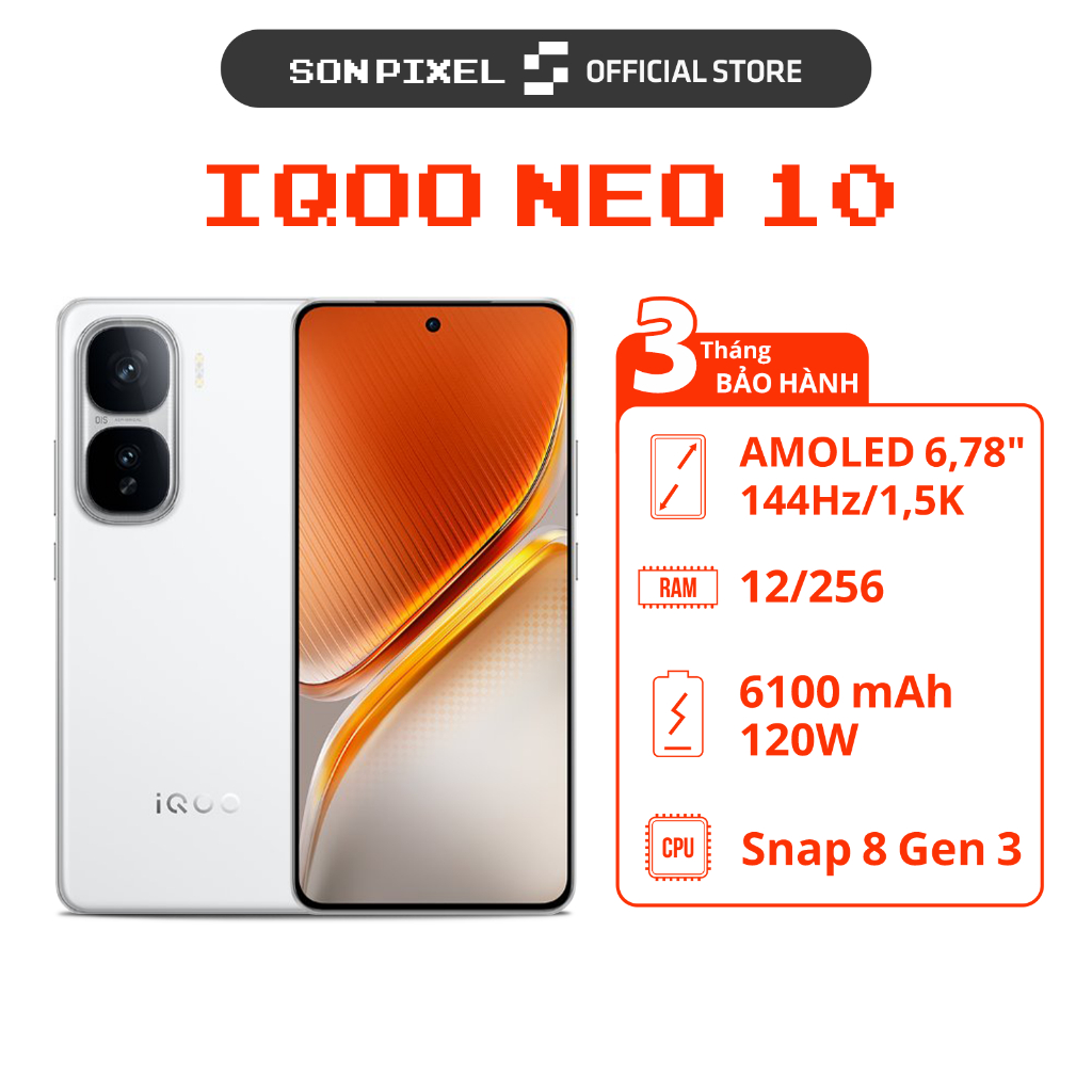 Điện thoại vivo iQOO Neo 10, Chip Snapdragon 8 Gen 3, Ram 12/256GB