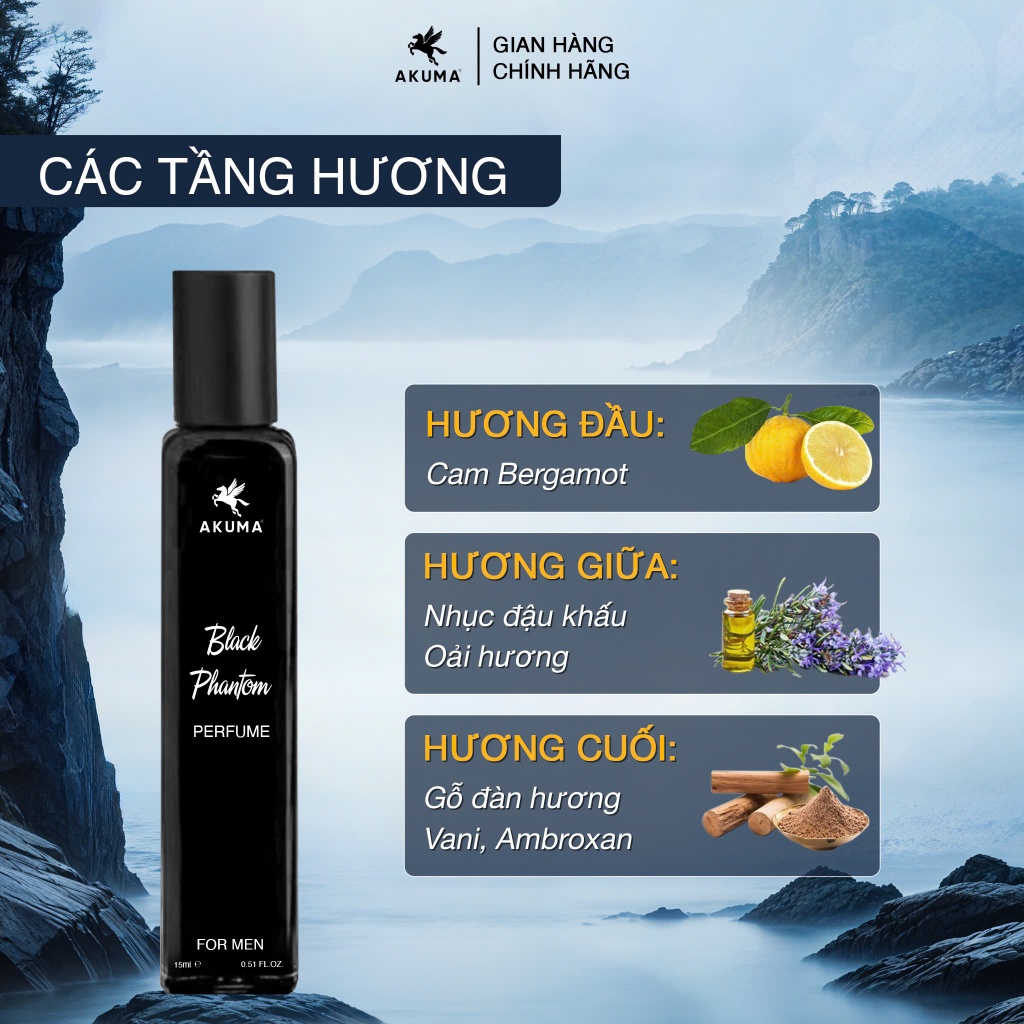 Ảnh Nước Hoa Nam AKUMA Black Phantom 15ml 4