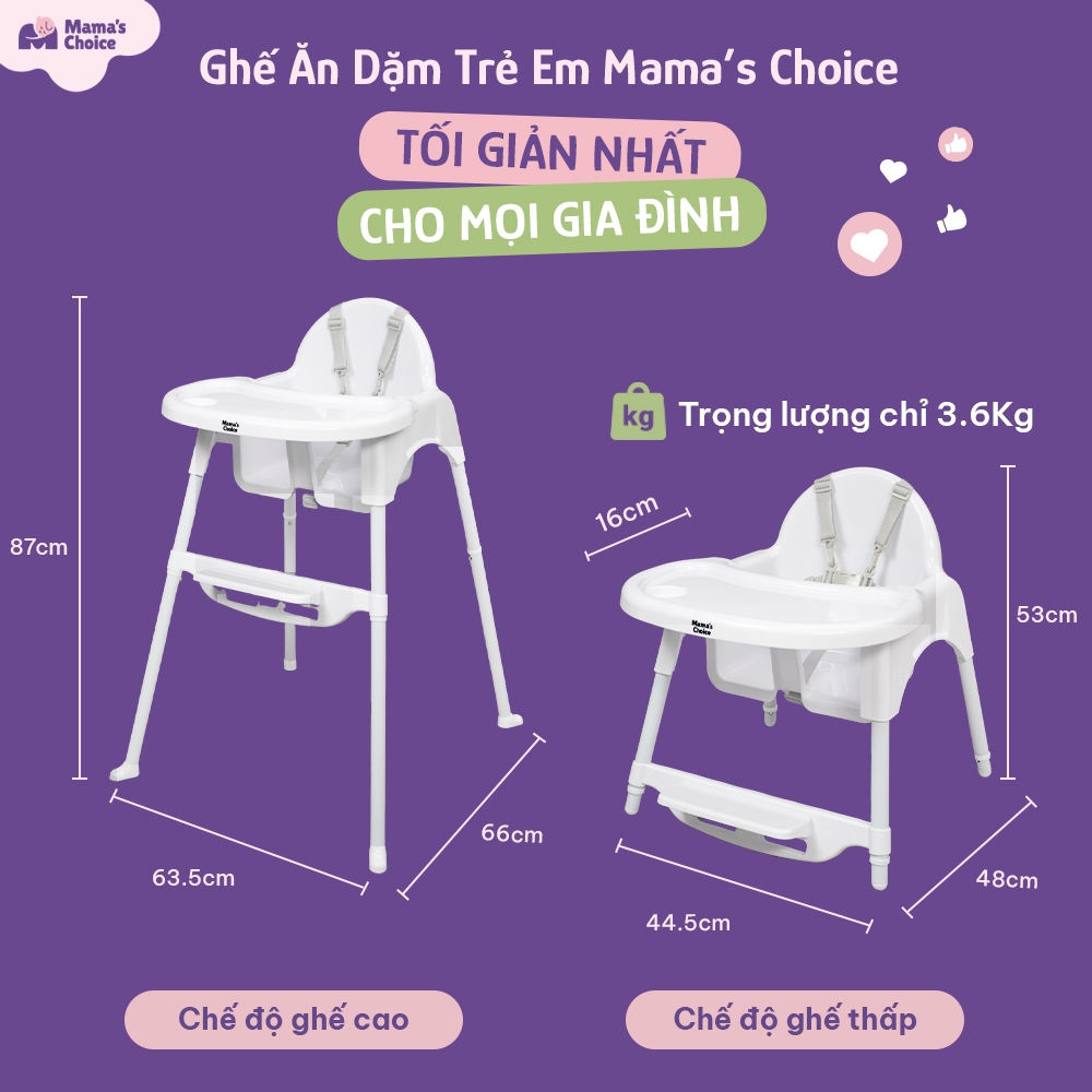 Ảnh Ghế Ăn Dặm Mama's Choice, Ghế Cho Bé Tập Ăn Dặm, Kiểu Dáng Chắc Chắn Dễ Tháo Lắp và Vệ Sinh 1