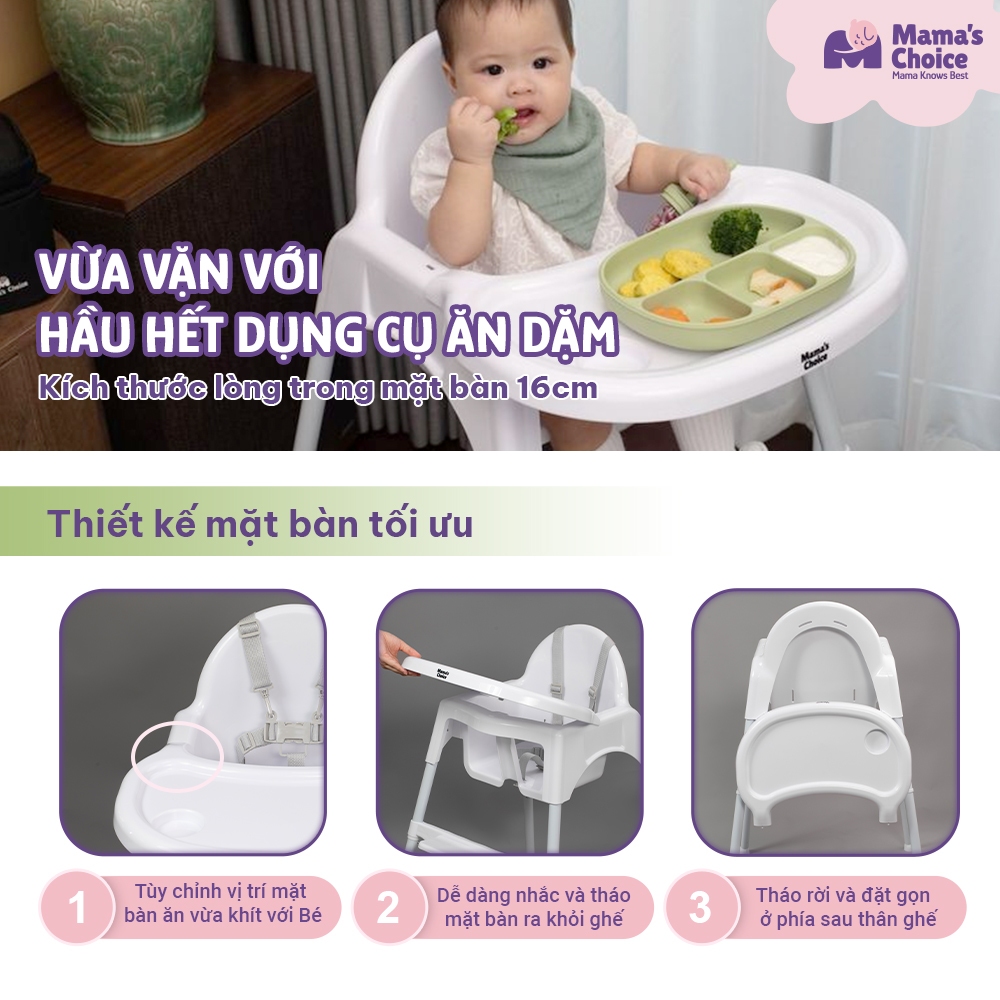Ảnh Ghế Ăn Dặm Mama's Choice, Ghế Cho Bé Tập Ăn Dặm, Kiểu Dáng Chắc Chắn Dễ Tháo Lắp và Vệ Sinh 3