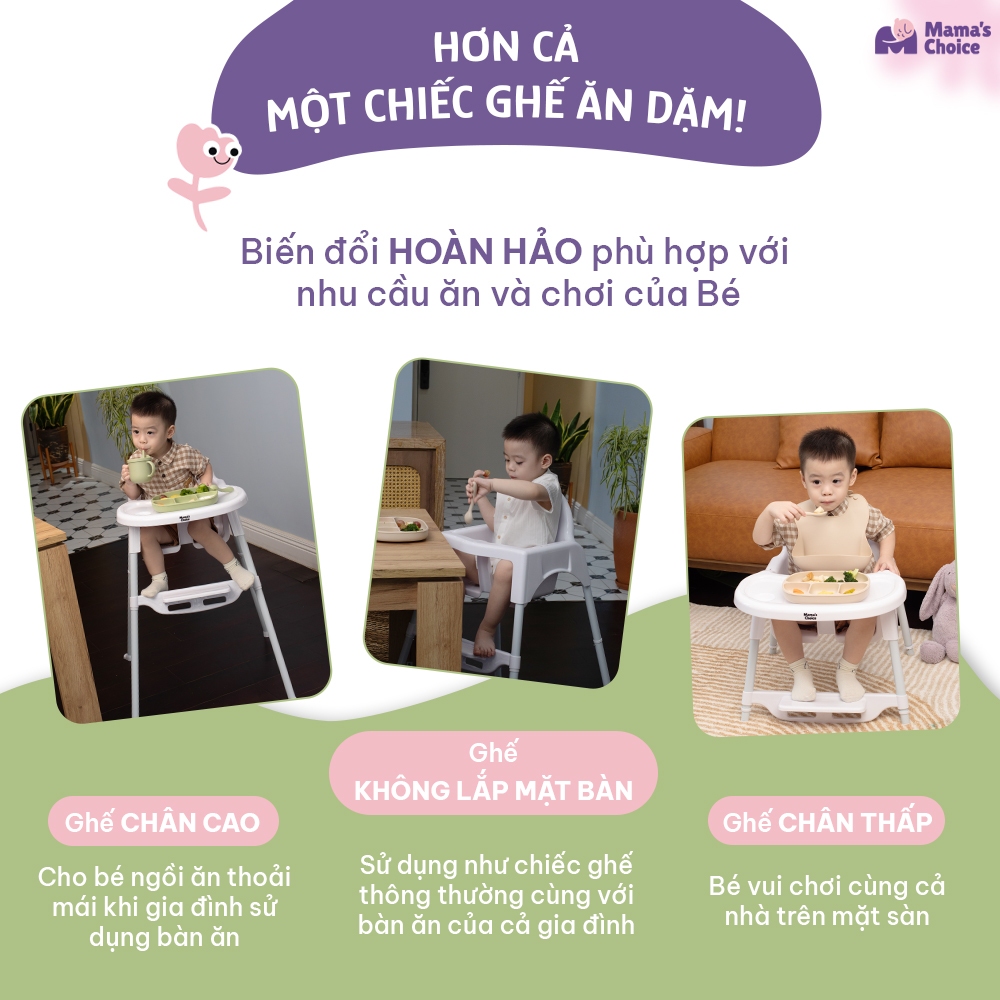 Ảnh Ghế Ăn Dặm Mama's Choice, Ghế Cho Bé Tập Ăn Dặm, Kiểu Dáng Chắc Chắn Dễ Tháo Lắp và Vệ Sinh 4