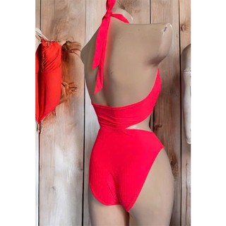 9 > Đồ bơi nữ, đồ bơi 1 mảnh, bikini liền thân ngực đan chéo mặc 2 kiểu màu hồng cam, đen hàng VNXK