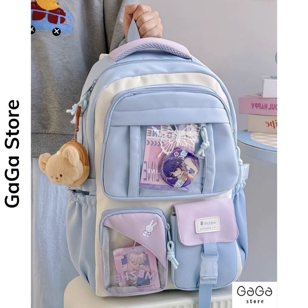 Balo đi học unisex  phong cách Ulzzang có ngăn trong suốt dành cho học sinh các cấp B813 gagastore