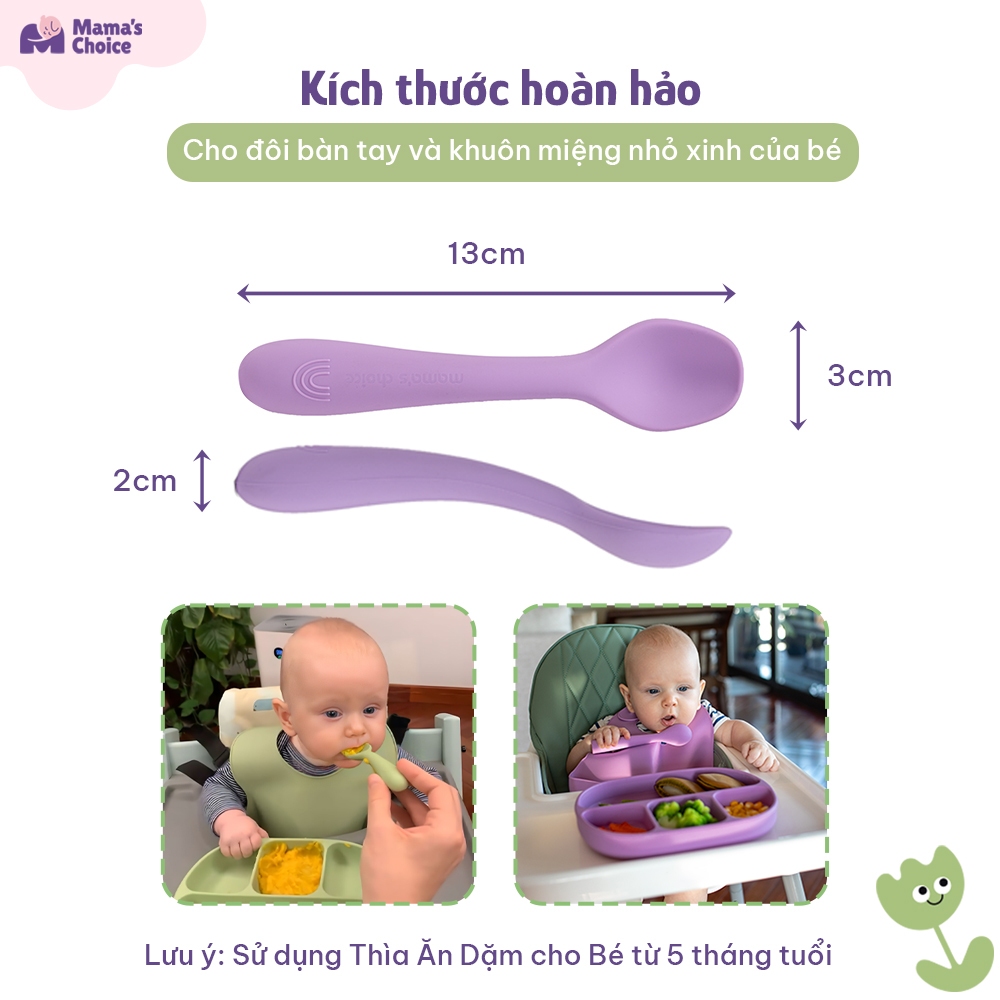 Ảnh Thìa Ăn Dặm Silicone Cho Bé, Thìa Mama's Choice Chất Liệu Mềm Mại và An Toàn Kiểm Định Quốc Tế 1