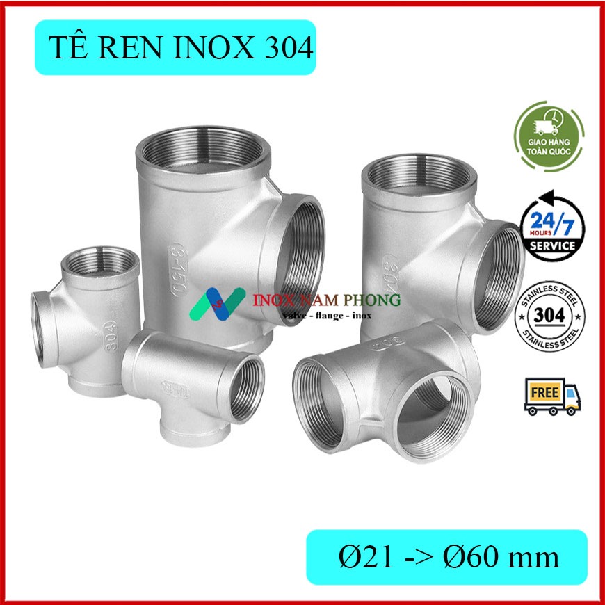 Tê ren trong inox 304, tê đều ren, tê ren inox 304, tê inox, tê sus 304 ...