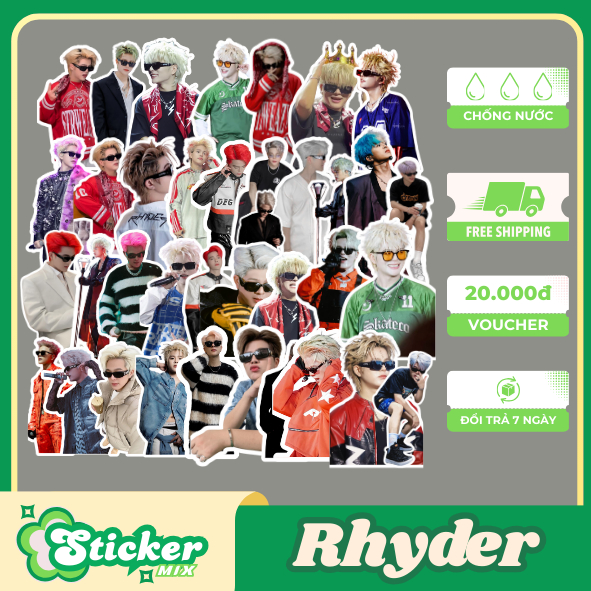 Bộ 50 sticker Rhyder Quang Anh sáng tạo, trang trí phụ kiện, bàn học ...