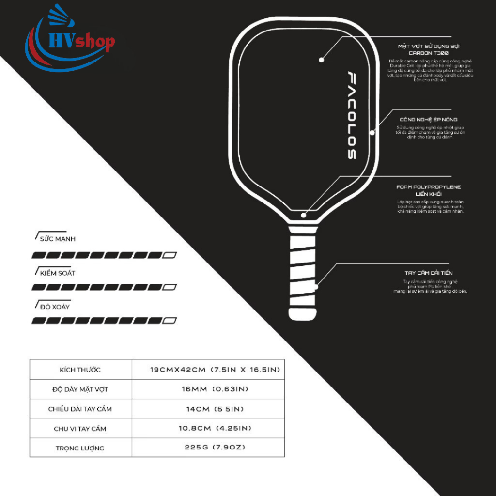 Vợt Pickleball - Vợt Pickleball Facolos Lifestyle Series chính hãng, tặng quấn cán - HVShop