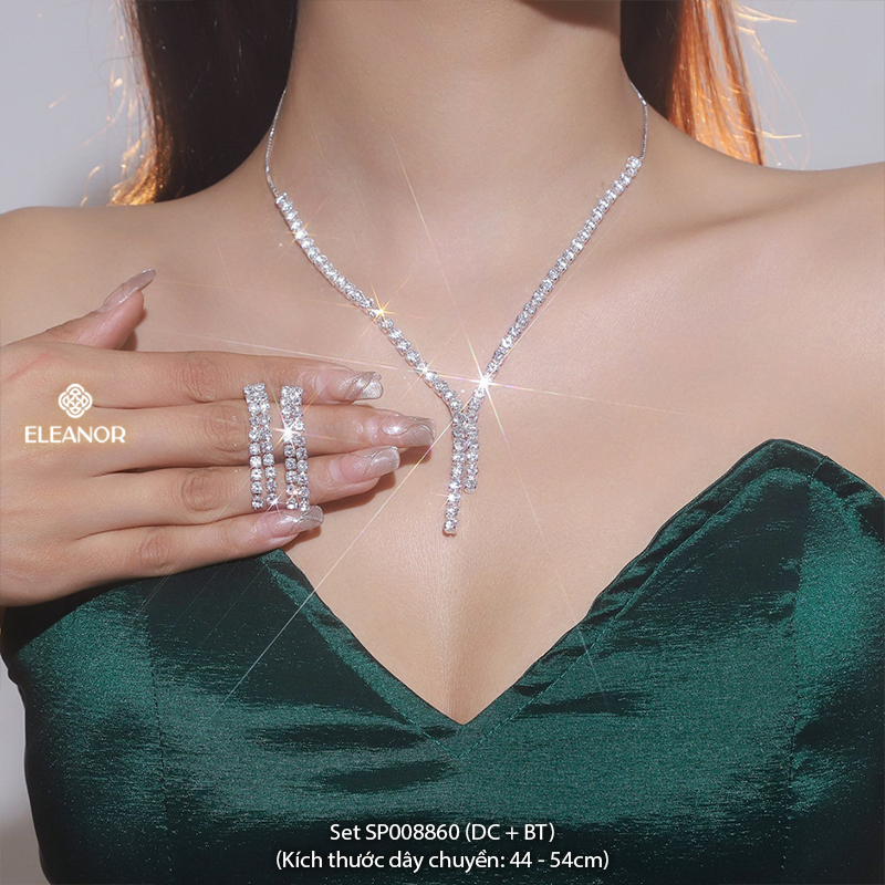Dây chuyền bông tai nữ Eleanor Accessories bộ trang sức đính đá cô dâu phụ kiện trang sức 8848