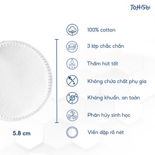 Combo 3 Bông Tẩy Trang Tohishi Nhật Bản 150 Miếng Cotton Mềm Mịn Thấm Hút Tốt Chăm Sóc Da