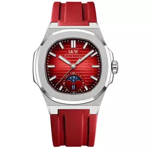 Đồng hồ nam chính hãng I&W Carnival 735G1-S8 Kính sapphire,Chống nước 50m,Bh 24 tháng,Máy cơ (Automatic),dây cao su đỏ