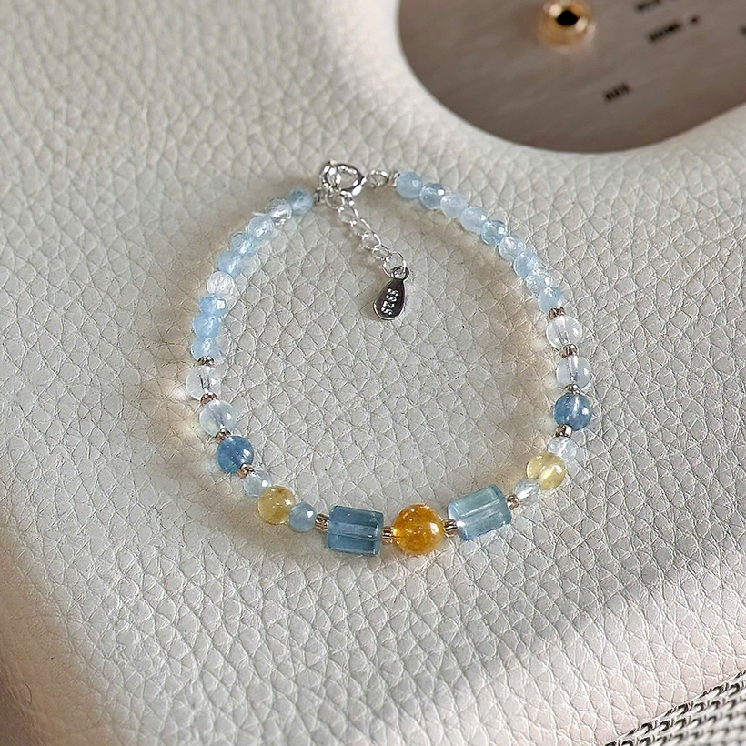Vòng Tay Handmade Đá Beryl Mix Lu Thống Aquamarine Hợp Mệnh Thủy, Mộc ...