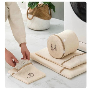 Bộ 6 Túi Giặt Quần Áo Lưới 3 Lớp Cao Cấp, Túi Giặt Đồ Lót Áo Có Khung Chống Rối Giữ Form Giặt Máy