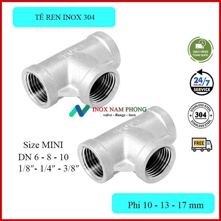 Tê ren trong inox 304, tê đều ren, tê ren inox 304, tê inox, tê sus 304 ...
