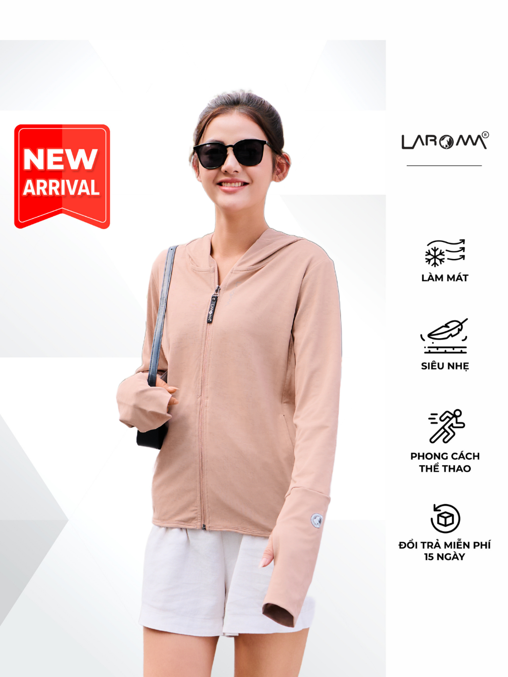 Ảnh Áo Chống Nắng Nữ 2 Lớp Dệt Laroma| UPF50+ | Vải Thơm | Làm Mát | Thời Trang | Đa Dụng 1