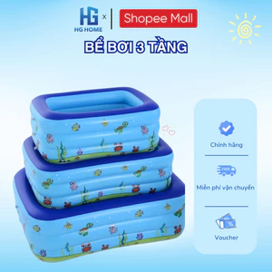 Bể Bơi Cho Bé 3 Tầng Thành Cao HGHOME, Đáy Chống Trượt Đa Dạng Kích Thước [ HÀNG ĐẸP]