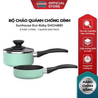 [Live] Bộ chảo quánh chống dính KHÔNG TỪ Sunhouse ECO Baby SHG14BB/SHG14BB1 - Chống dính WHITFORD 2 lớp an toàn