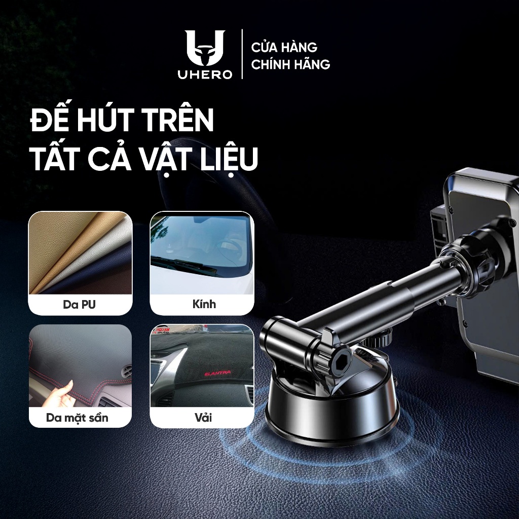 Giá đỡ điện thoại ô tô UHERO Superior gắn taplo,kính chắn nắng, cửa gió điều hòa xoay 360 độ nhỏ gọn | BigBuy360 - bigbuy360.vn