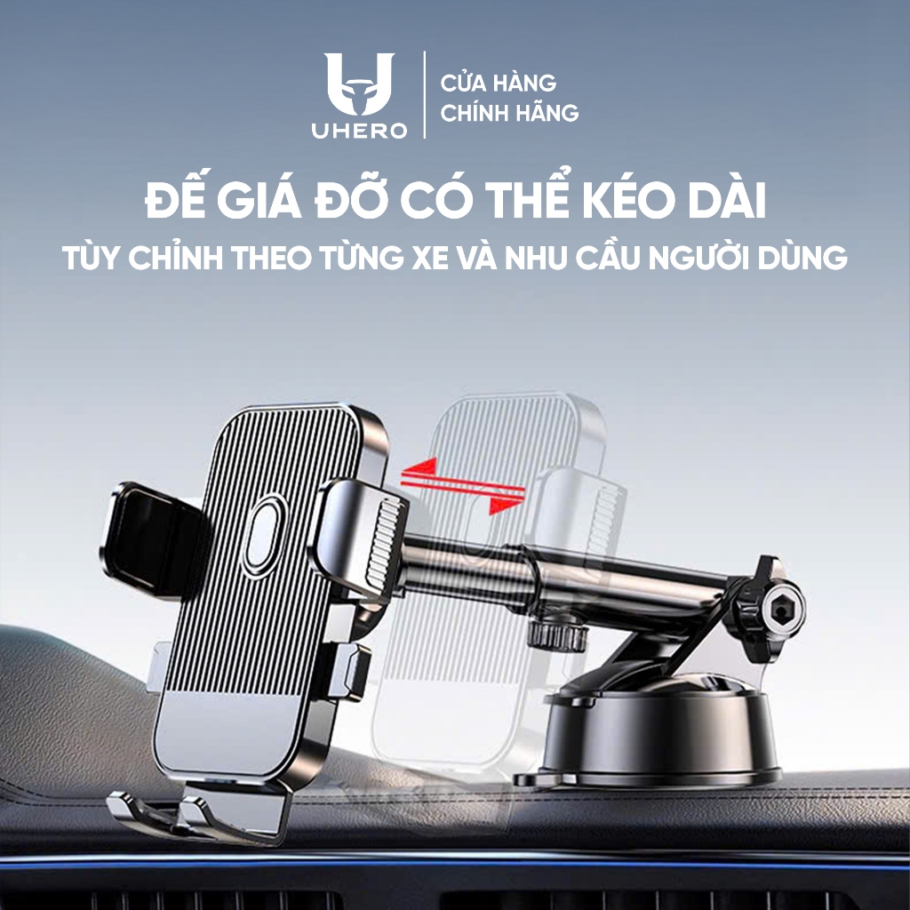 Giá đỡ điện thoại ô tô UHERO Superior gắn taplo,kính chắn nắng, cửa gió điều hòa xoay 360 độ nhỏ gọn | BigBuy360 - bigbuy360.vn