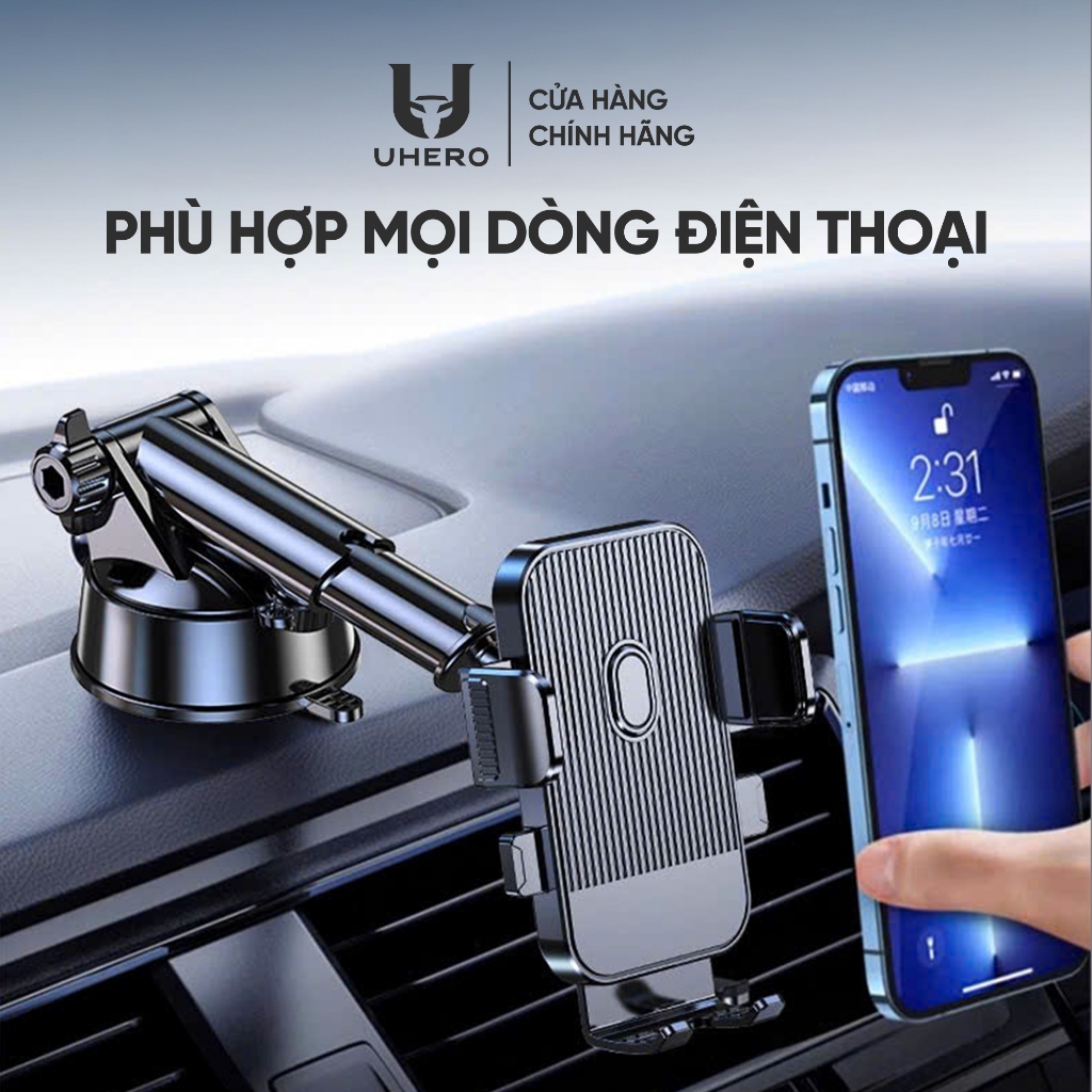 Giá đỡ điện thoại ô tô UHERO Superior gắn taplo,kính chắn nắng, cửa gió điều hòa xoay 360 độ nhỏ gọn | BigBuy360 - bigbuy360.vn