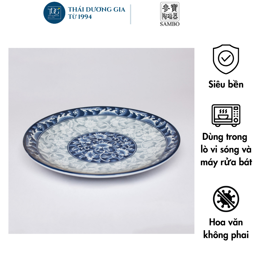 Bát, đĩa sứ hoa văn xanh cao cấp Sambo sản xuất tại Hàn Quốc  | Thái Dương Gia