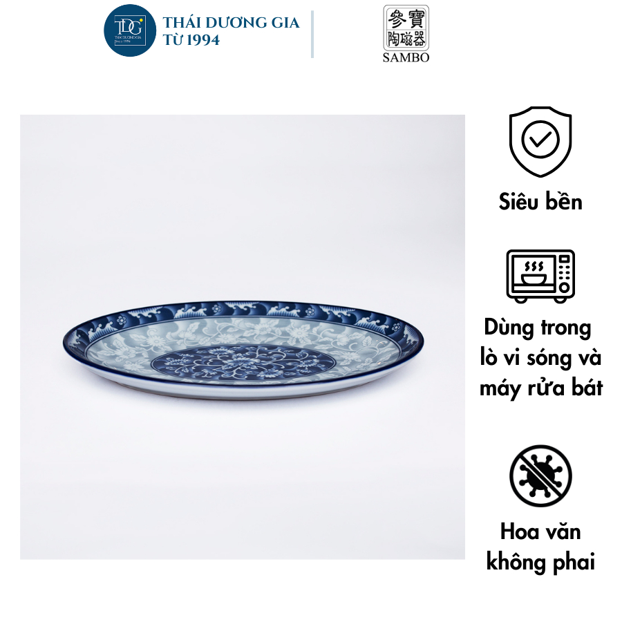 Bát, đĩa sứ hoa văn xanh cao cấp Sambo sản xuất tại Hàn Quốc  | Thái Dương Gia