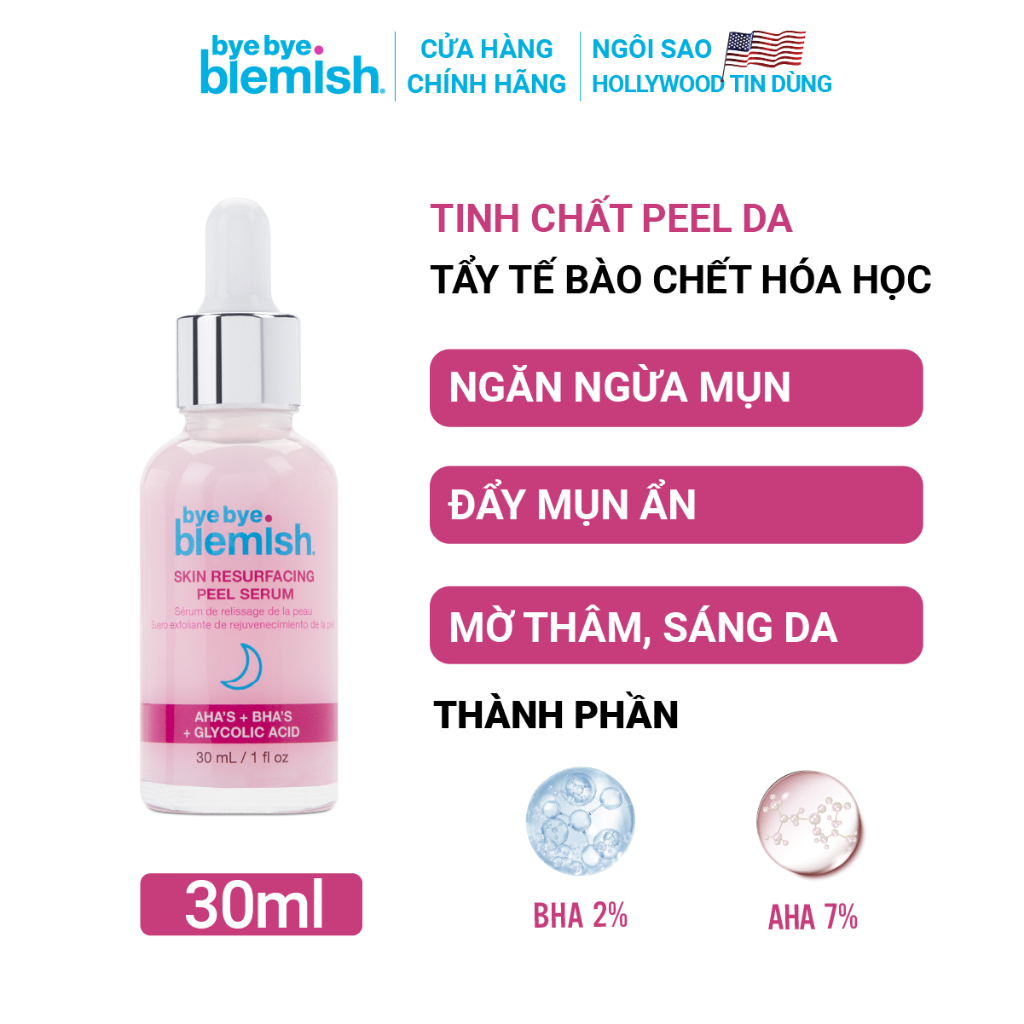 Ảnh Combo Làm Sạch Da, Ngăn Ngừa Và Giảm Thâm Mụn Bye Bye Blemish Vitamin C & Skin Resurfacing Peel Serum (30mlx2) 1
