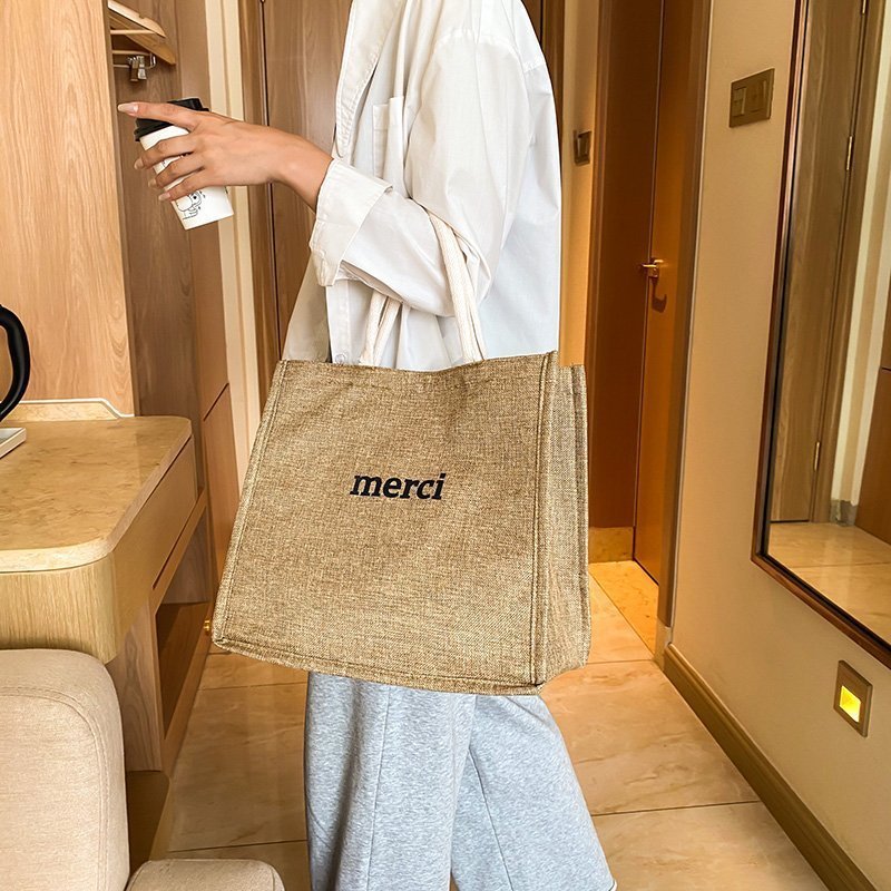 Túi Tote Cói Merci Loại 1 Size To Enjoy The Little Things Vintage  Phong Cách & Tiện Dụng