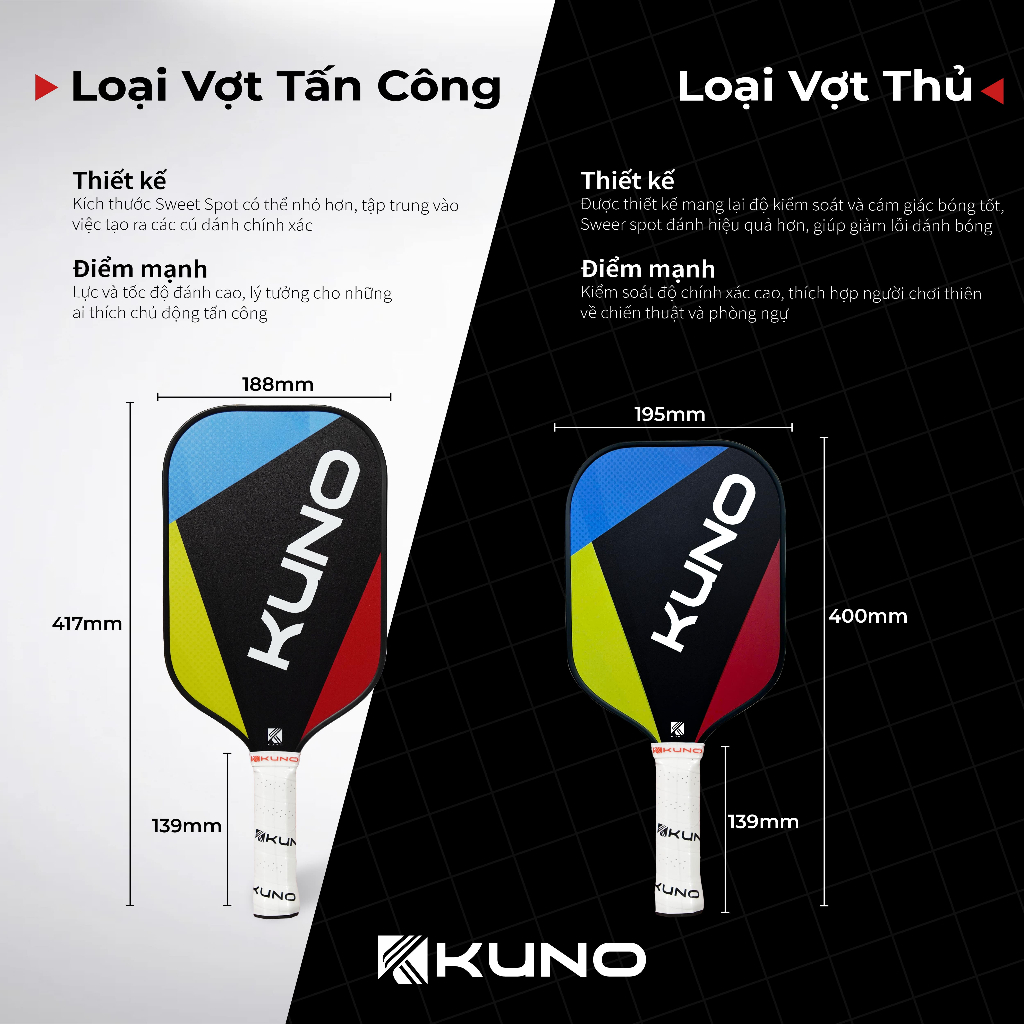 Ảnh Vợt Pickleball Kuno Prolite 100 Chính Hãng, Lối Đánh Tấn Công, Phòng Thủ Cho Mọi Người Chơi 3