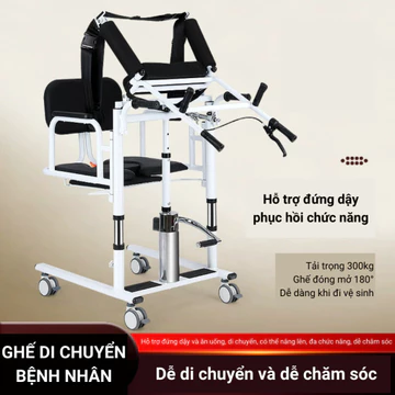 Xe lăn nâng hạ người bệnh, Xe di chuyển bệnh nhân tại giường 5in1, Xe lăn nâng hạ bệnh nhân liệt tại nhà