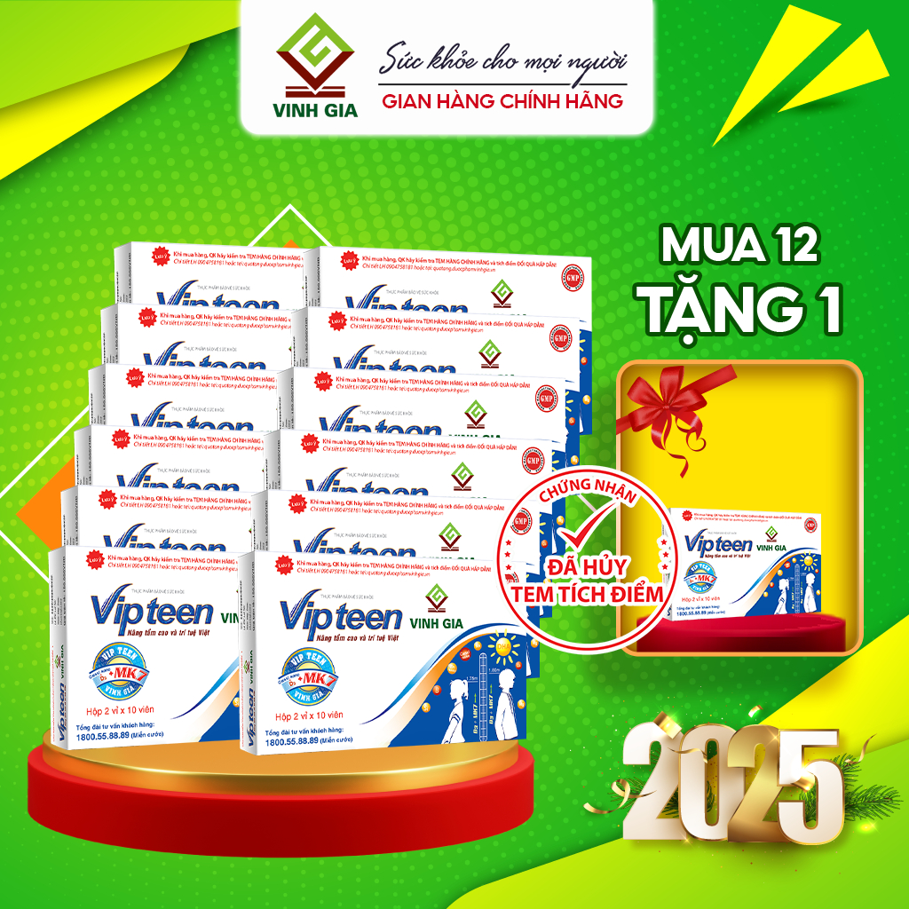 Ảnh Viên Uống Tăng Chiều Cao Vipteen Vinh Gia, Giúp Thể Lực Tốt Cho Trẻ 9 -18 Tuổi (Hộp/ 20v) (Combo) 2