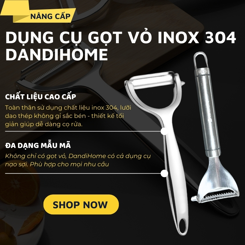 Ảnh Dụng cụ gọt vỏ, nạo sợi inox 304 DandiHome cao cấp 3