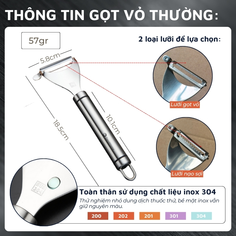 Ảnh Dụng cụ gọt vỏ, nạo sợi inox 304 DandiHome cao cấp 4