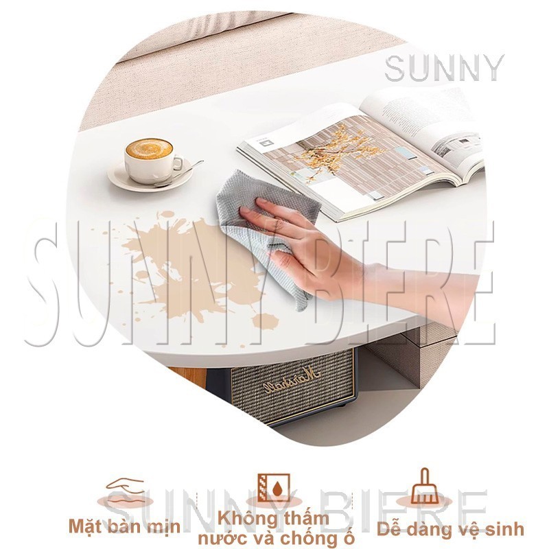 SUNNY Bàn Sofa Bàn Trà Hình Ovan Bàn Gỗ Phòng Khách Để Đồ Tiện Dụng Chân Gỗ Tự Nhiên Cao Cấp