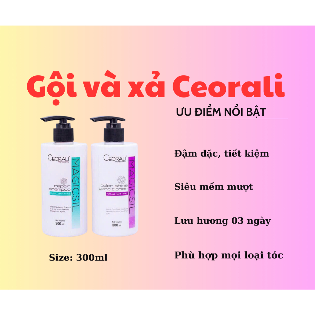 Dầu gội phục hồi tóc Ceorali giảm xơ rối, hư tổn dưỡng tóc suôn mượt 300ml