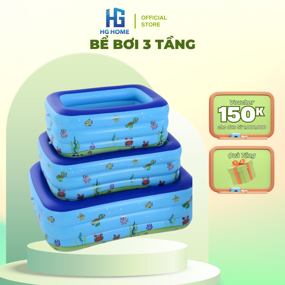 Bể Bơi Cho Bé Trong Nhà Thành Cao HGHOME, 3 Tầng,  Đáy Chống Trượt Đa Dạng Kích Thước [ HÀNG ĐẸP]