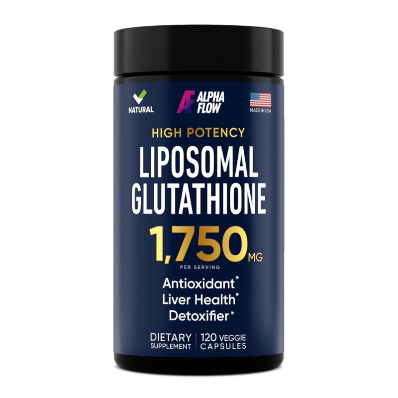 alpha flow glutathione Viên chay trắng da siêu hấp thụ Liposomal 1750mg + VtmC 120v USA Niacinamide Body Lotion Skin Whitening | Glutathione Capsules:60 Capsules
