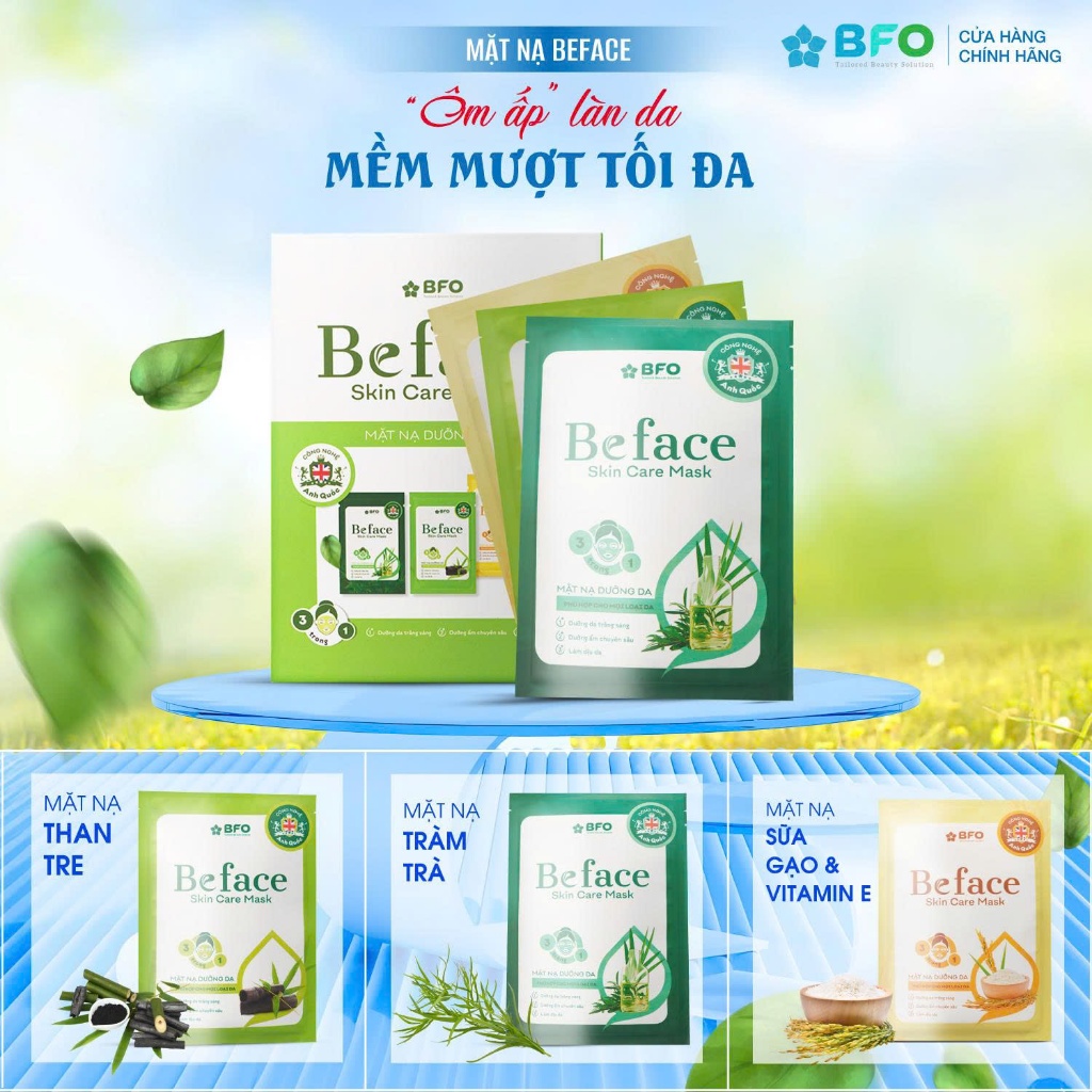 Ảnh Combo 5 Mặt Nạ Dưỡng Ẩm BFO Beface Tinh Chất Tràm Trà Than Tre Cám Gạo 3