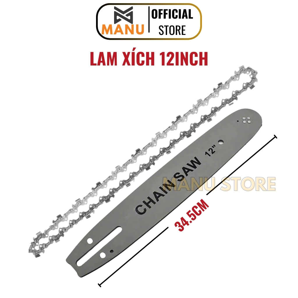 Lam xích 12 inch lam xích dự phòng sử dụng cho máy cưa xích pin, máy cưa xích điện, bộ lưỡi cưa gắn máy mài