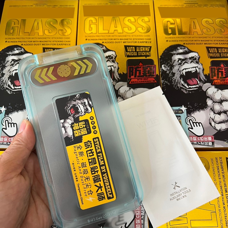 Kính Cường lực iPhone GOR WK Trong Suốt Kèm Khung Tự Dán WTP 034 - 083 Iphone X -17 PRO MAX