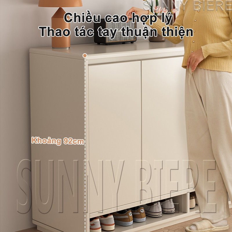 SUNNY Tủ Giày Thông Minh 4 Cánh - Gỗ MDF Cao Cấp Màu Trắng Vân Gỗ Tiết Kiệm Không Gian Dễ Lắp Đặt